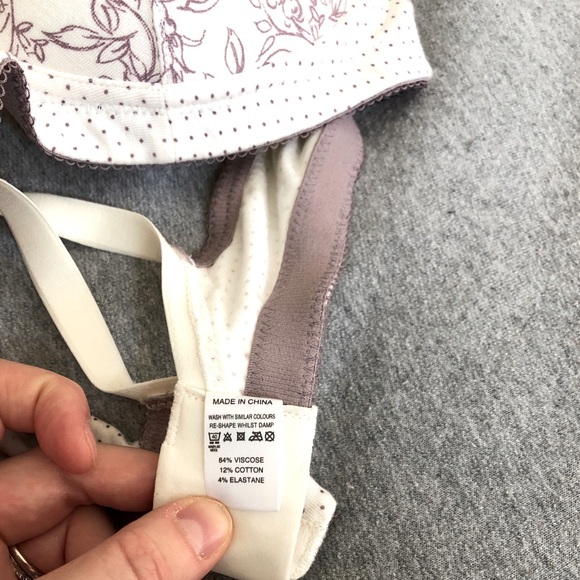 Royce Luna Nursing Bra Cream and Lavender Flower and Polka Dot Nursing Bra - Picture 7 of 10